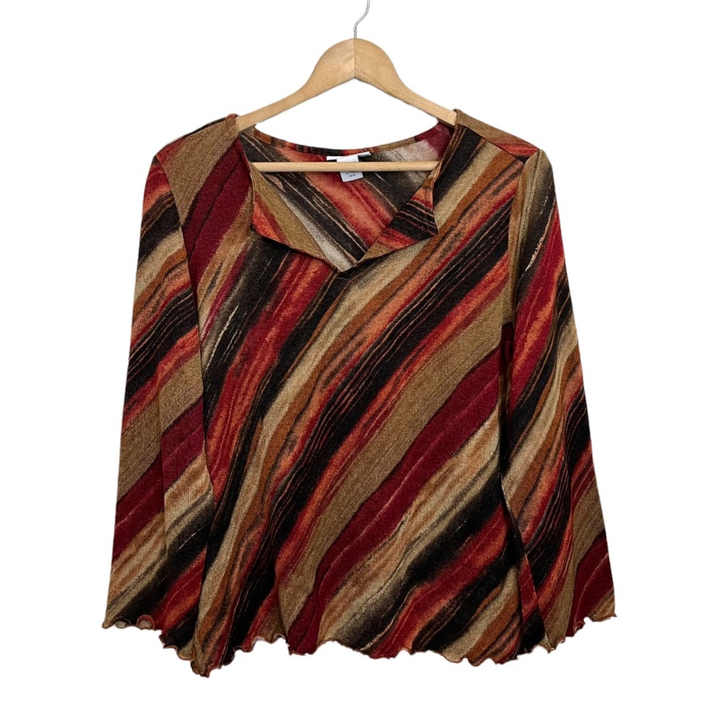 Avenue Size 14/16 Autumn Top Blouse Stretch Lettuce Hem